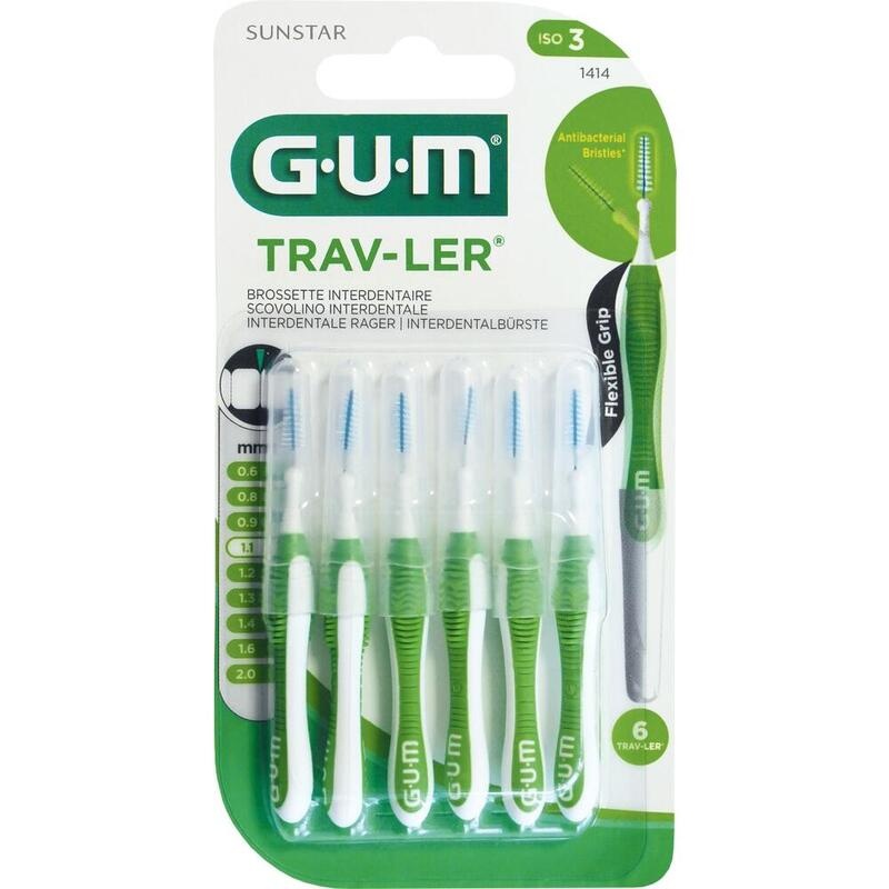 GUM TRAV-LER 1,1mm Tanne grün Interdental+6Kappen