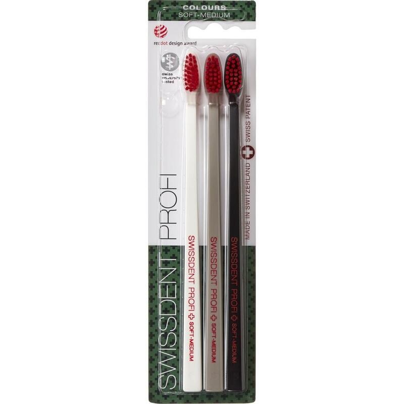 SWISSDENT Profi Colours Zahnb.Trio soft-med.w/g/s
