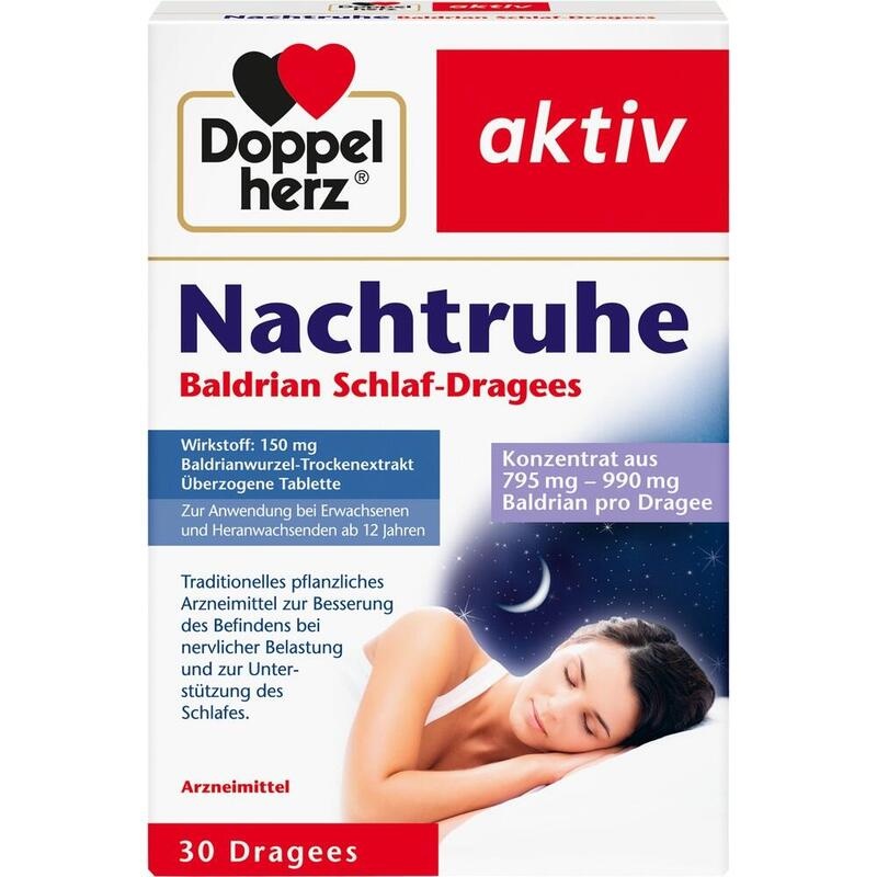 DOPPELHERZ Nachtruhe Baldrian Schlaf-Dragees