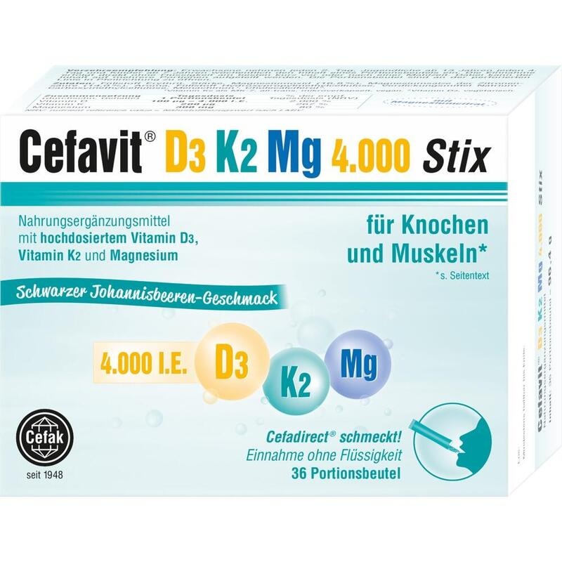 CEFAVIT D3 K2 Mg 4.000 I.E. Stix Granulat